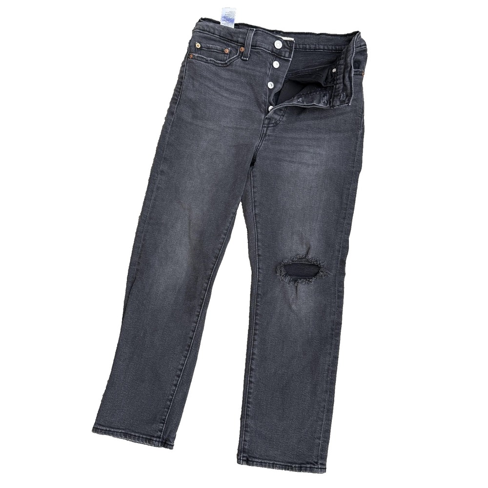 Levis Wedgie Straight Jeans Womens 29 Distressed rip Button Fly Waterless 29x26